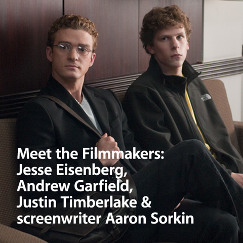 Artwork for Meet the Filmmakers: Jesse Eisenberg, Andrew Garfield, Justin Timberlake and screenwriter Aaron Sorkin